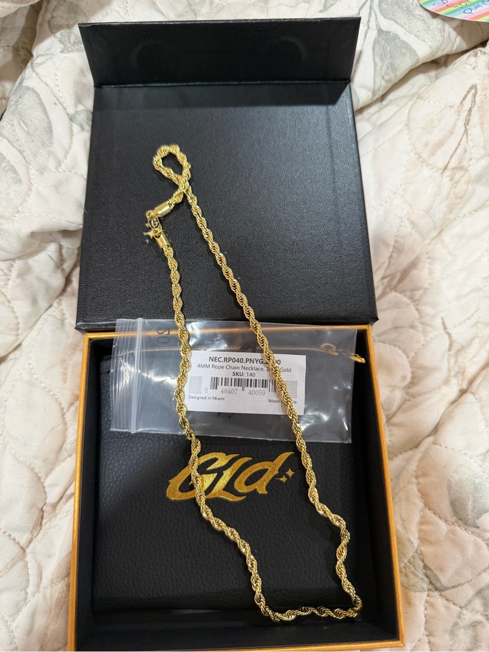4mm Gold Rope Chain Necklace - Gold